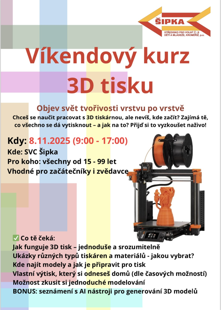 Víkendový kurz 3D tisku