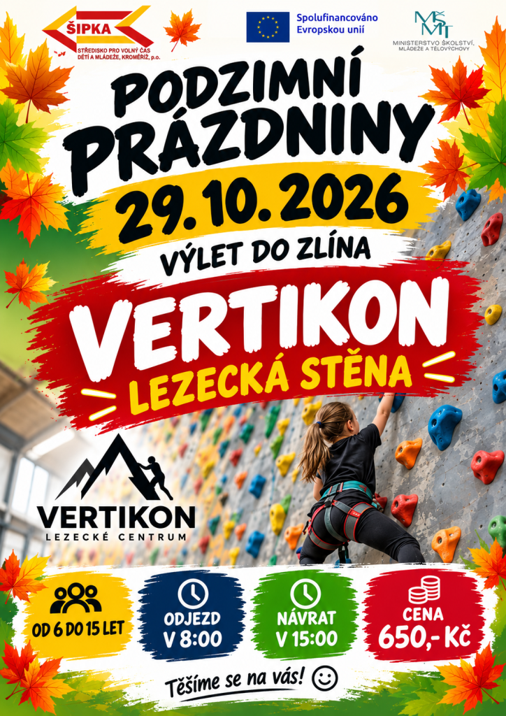 Podzimní prázdniny - lezecká stěna Vertikon